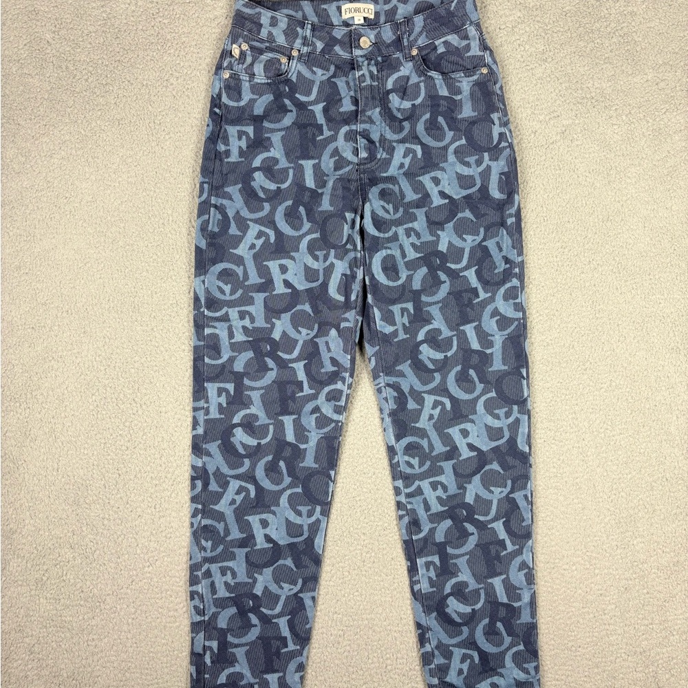 Fiorucci Jeans Women’s 28 Blue Tara Logo Jacquard Monogram